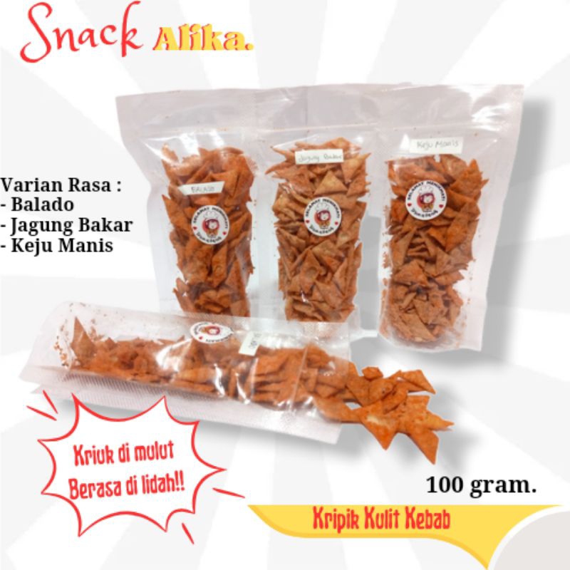 

Keripik Kulit Kebab 100gram/ Kripik Kulit Kebab Tortilla Renyah Gurih Enak ALIKA. SNACK