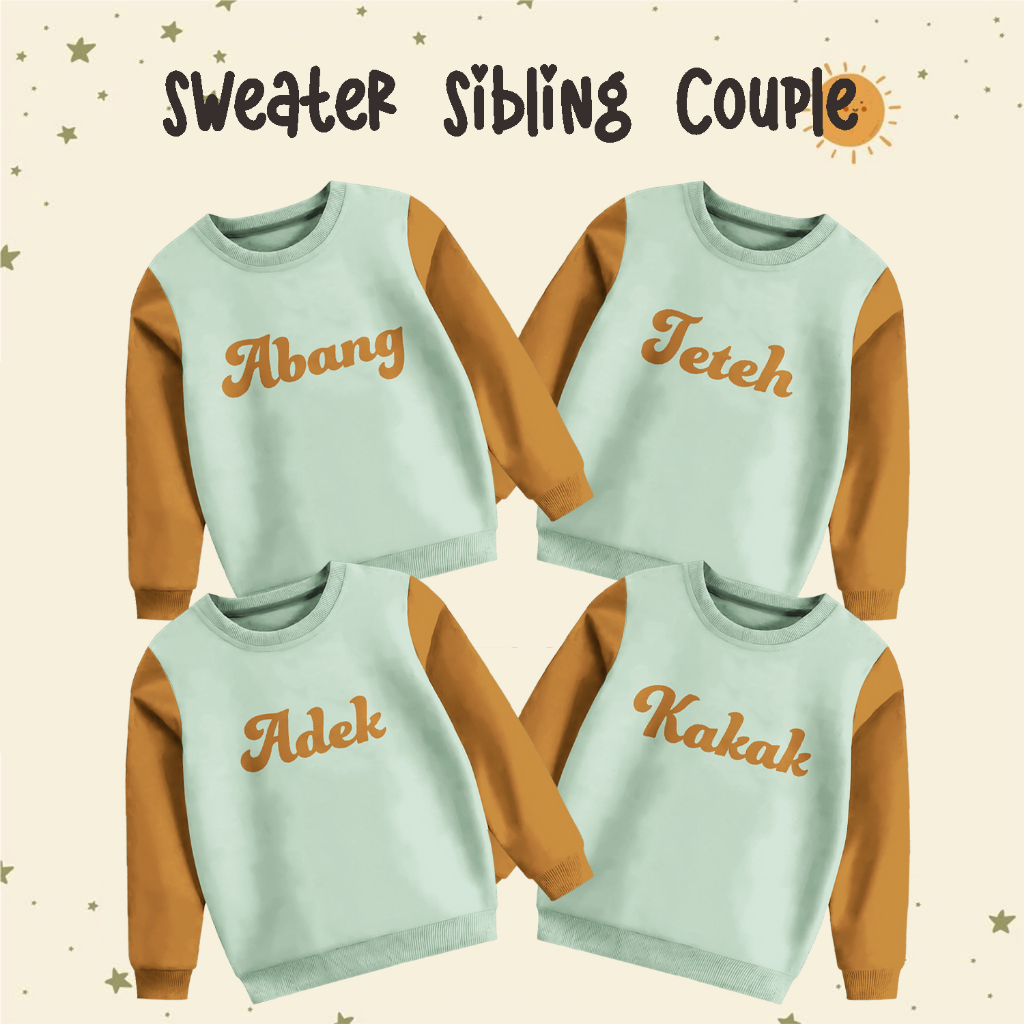 Sweater Anak Combinasi Casual Motif Couple Sibling Terbaru Unisex