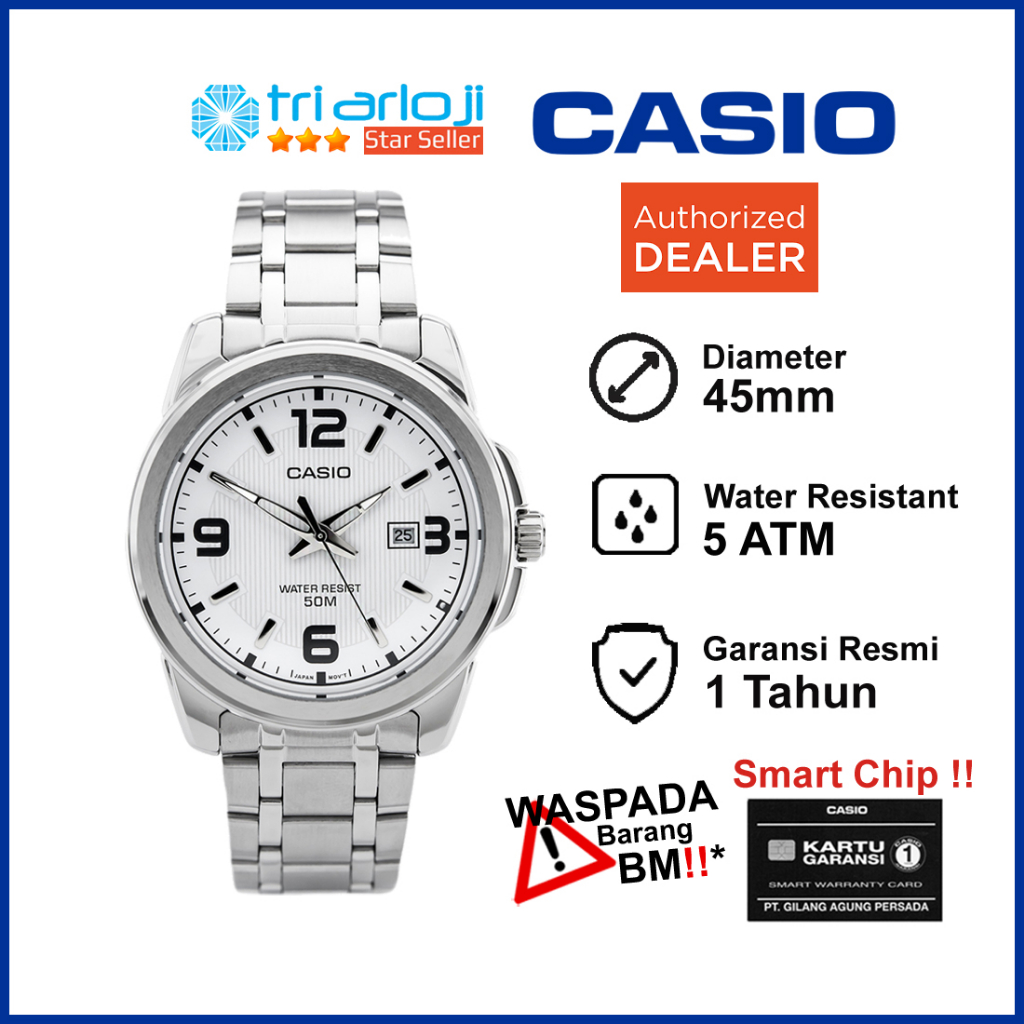 CASIO MTP-1314D-7AVDF Jam Tangan Pria Analog Rantai Stainless Steel MTP-1314D-7A MTP1314D