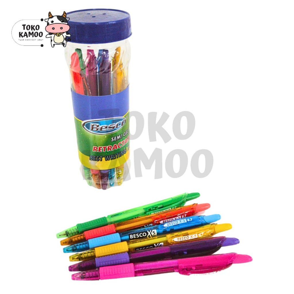 

Ballpoint Semi Gel Besco X-5 Tabung - Hexagonal Pen Ballpoint Kemasan Toples