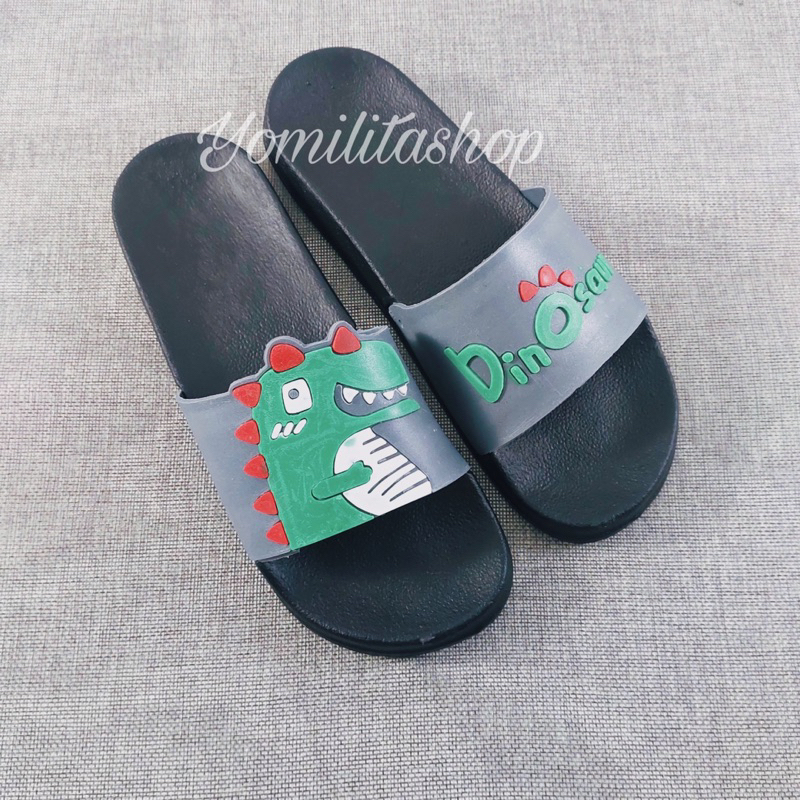 DINOSAURUS, sandal jelly wanita karet, sandal slip on, sendal slop karet, sandal kekinian, sendal ka