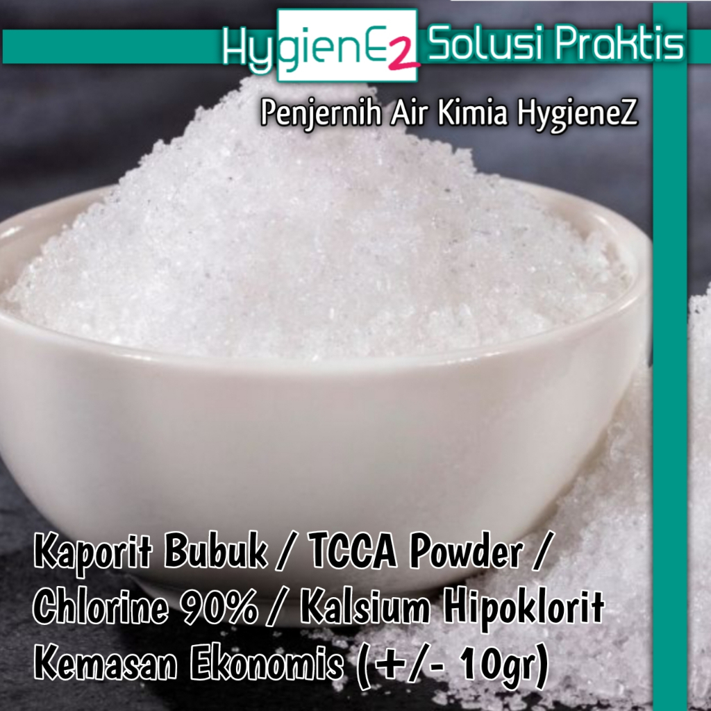 10gr KAPORIT BUBUK Penjernih Air Kimia & Bebatuan Alami Lengkap Serbaguna HYGIENEZ / TCCA POWDER /  