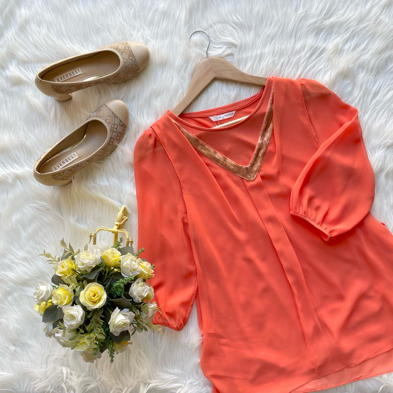 ZISHEN Orange Blouse