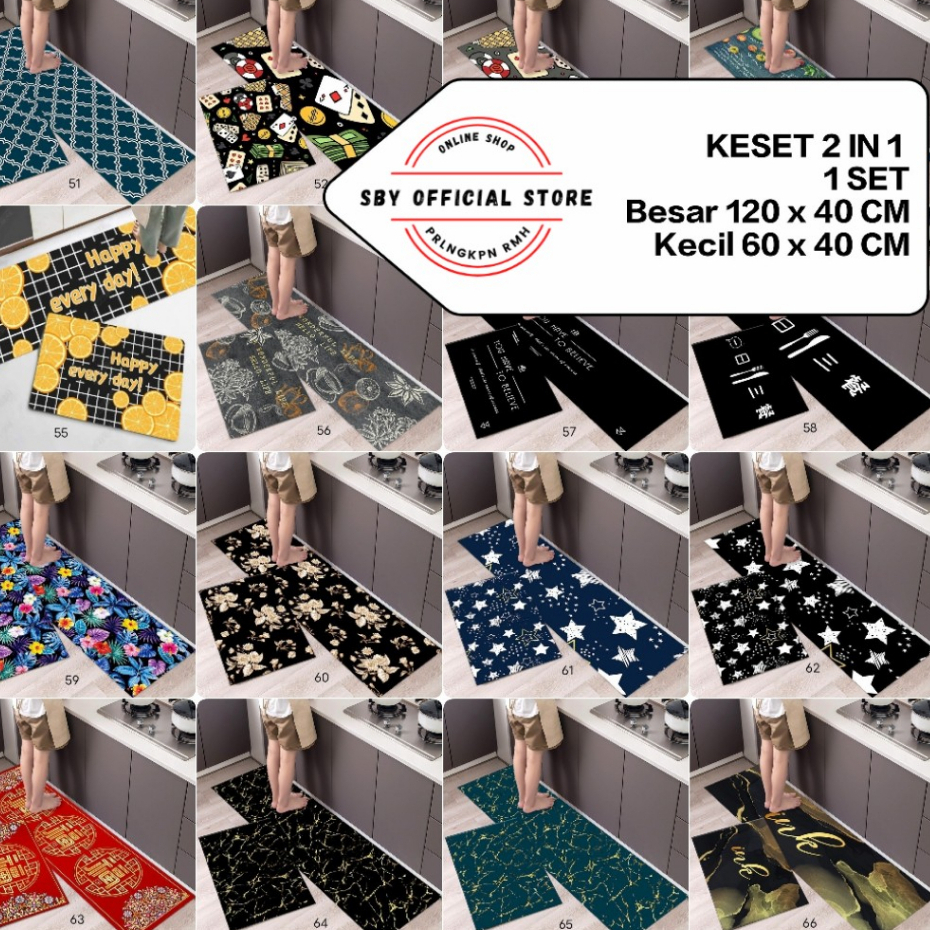 MKR Keset Dapur 2 in 1 Kitchen Floor Mat Set Karpet Kain Halus Alas Lantai Rumah Kamar Dapur Matras Anti Slip