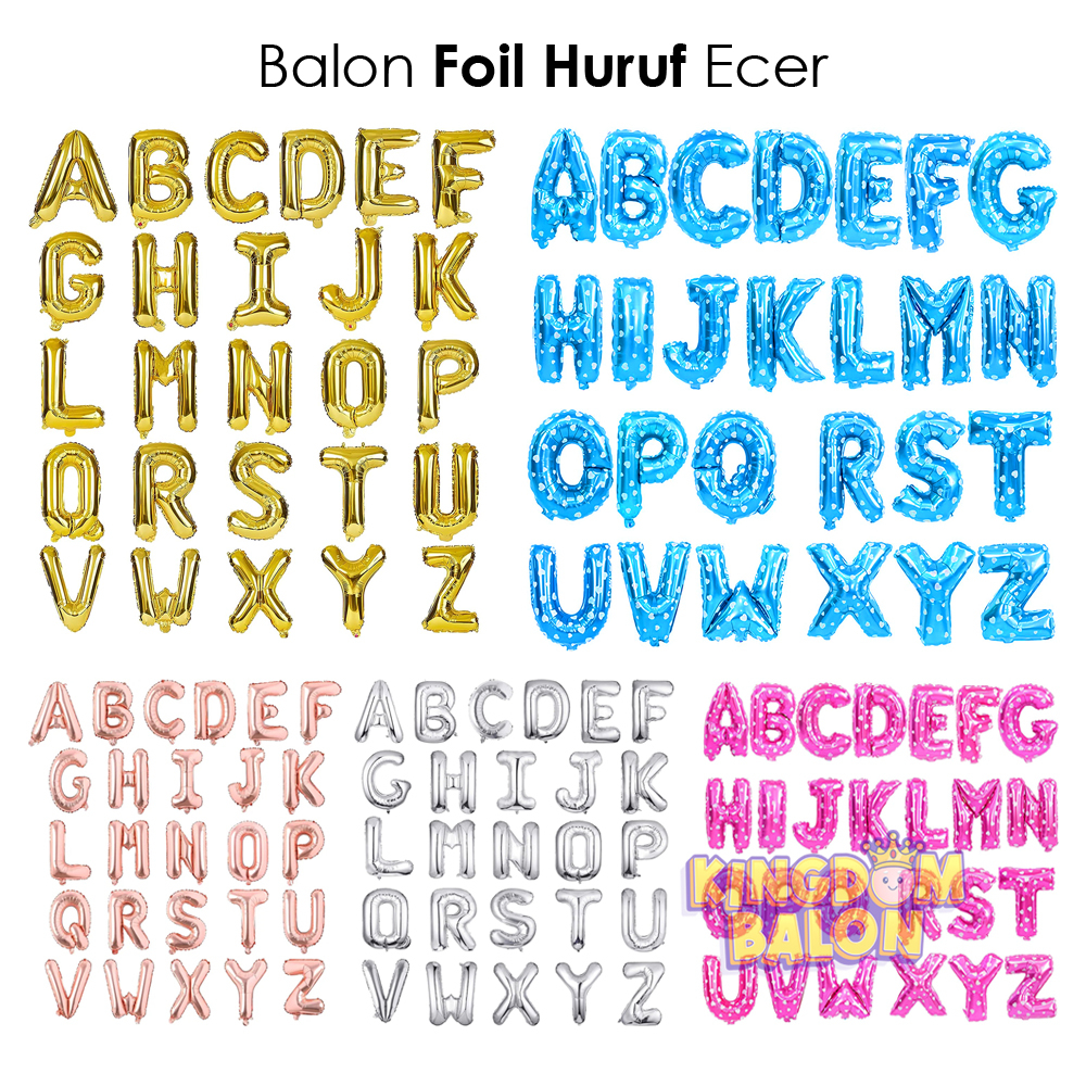 Balon Huruf Ecer 40 Cm / Balon Foil Huruf / Balon Huruf