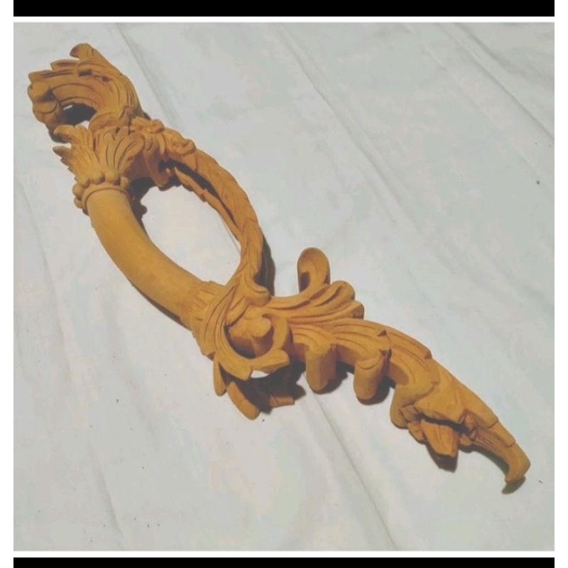 ( Melengkung 65 ) Handel handle pintu ukir asli jepara - Gagang pintu kayu jati