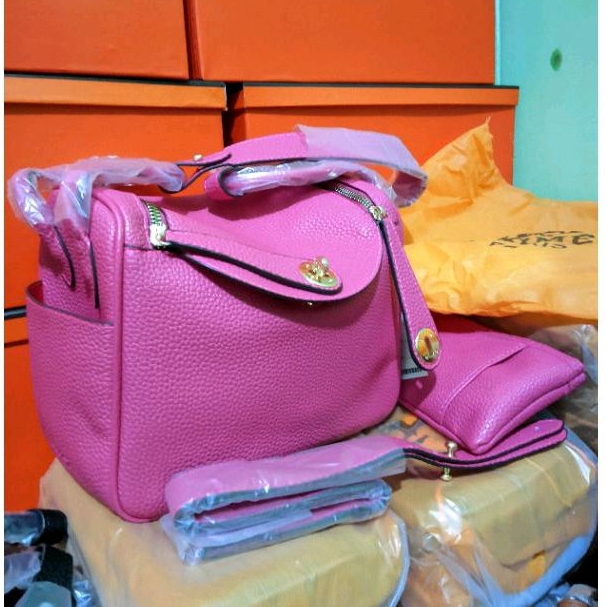 (LA SHOP) Tas Selempang Wanita Import TF007HERMES LINDY Kulit Jeruk Premium / Tas Wanita Import Mura