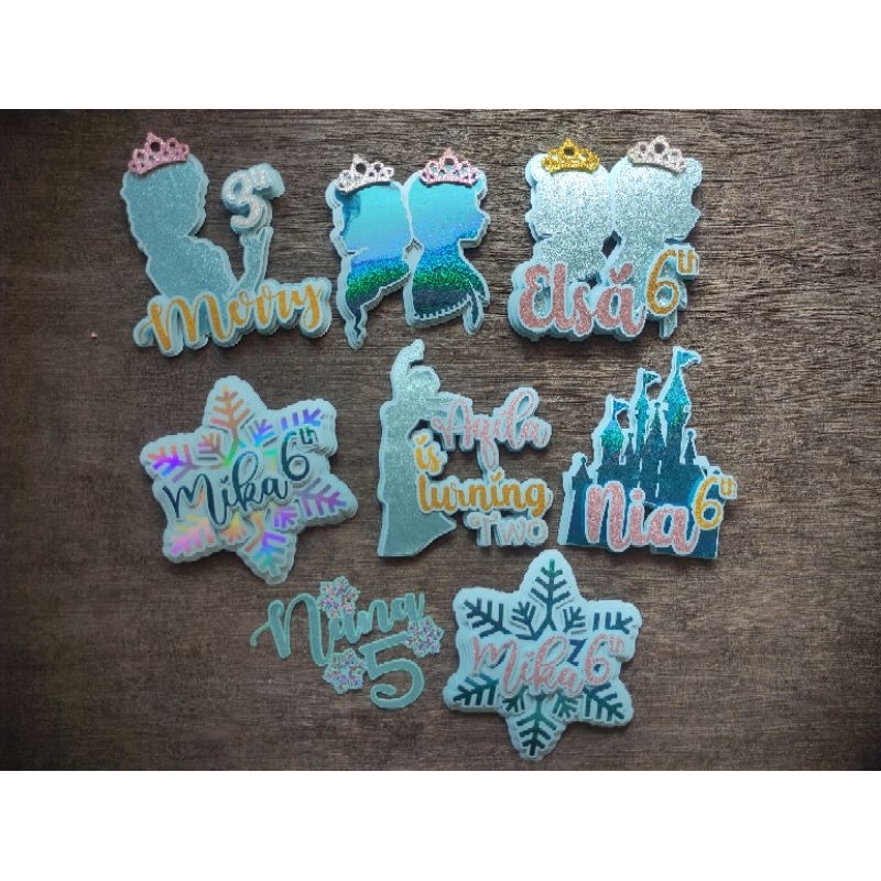 Custom Frozen 3D Cake Topper / Elsa Anna Cake Topper / Snowflake Glitter Cake Topper