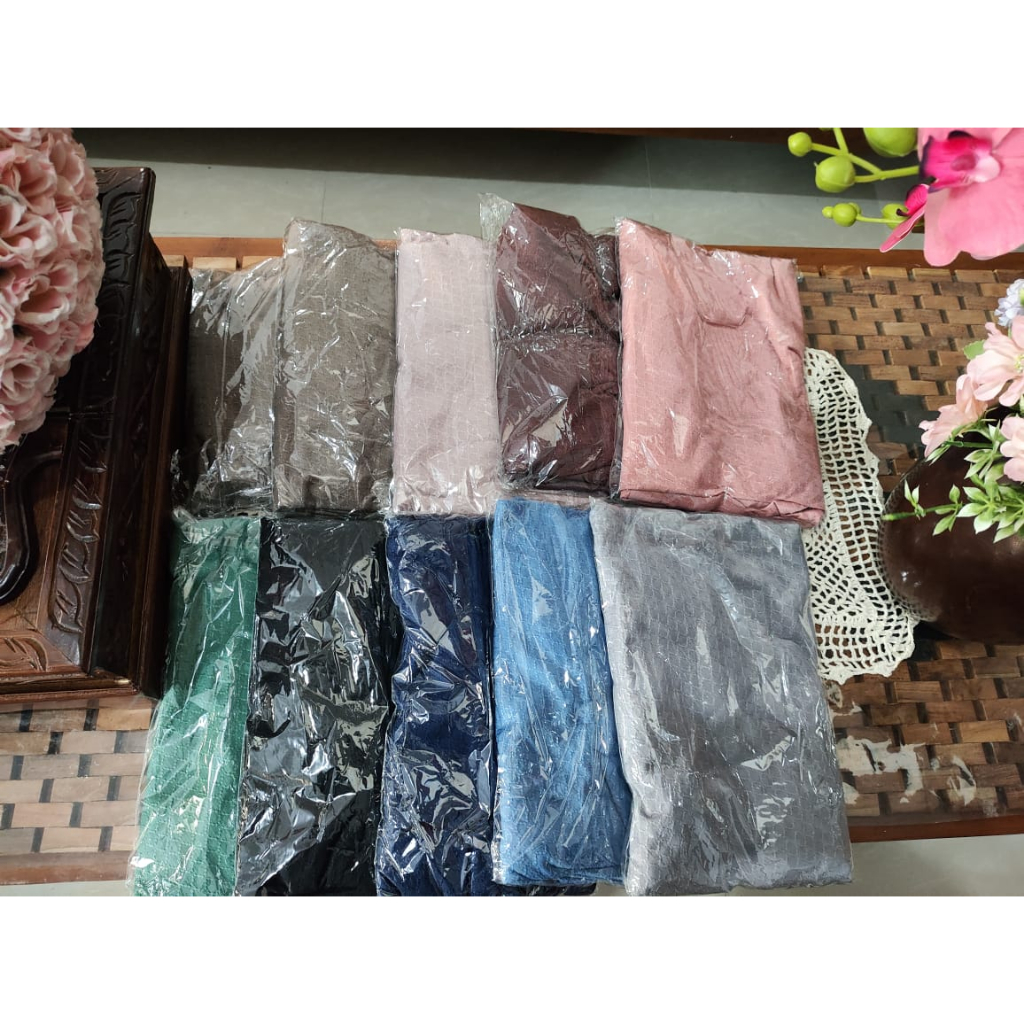 kerudung bergo jumbo bahan jersey bertekstur, adem, jatuh dan anti tembem