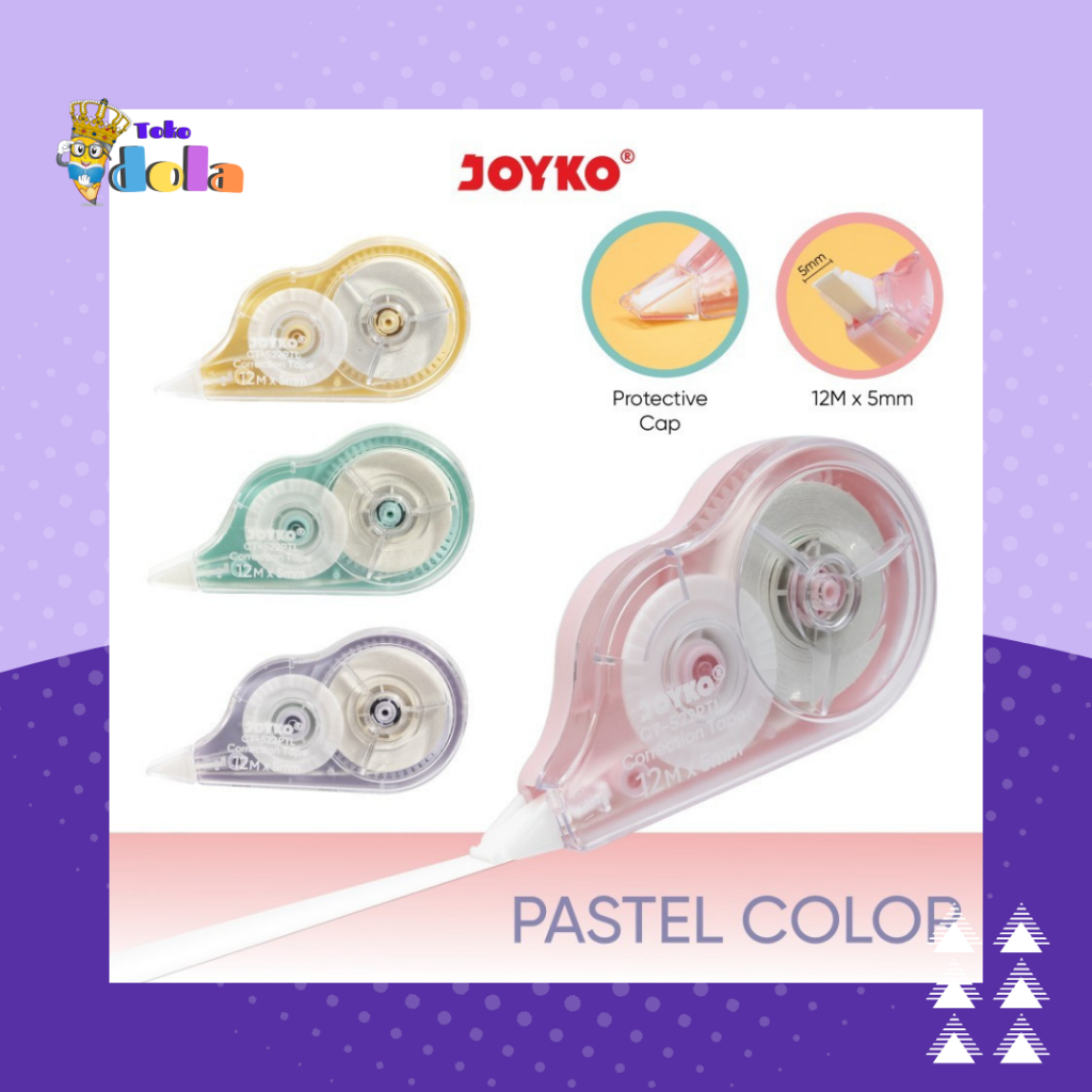 

Joyko Correction Tape CT-522PTL Pastel Color / Tip-Ex Pita Kertas Lucu pastell