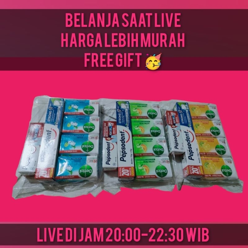 Sabun Dettol 4pics (65gr) .( Pepsodent 75gr+ 15gr & Pepsodent 25gr)  Free Gift 