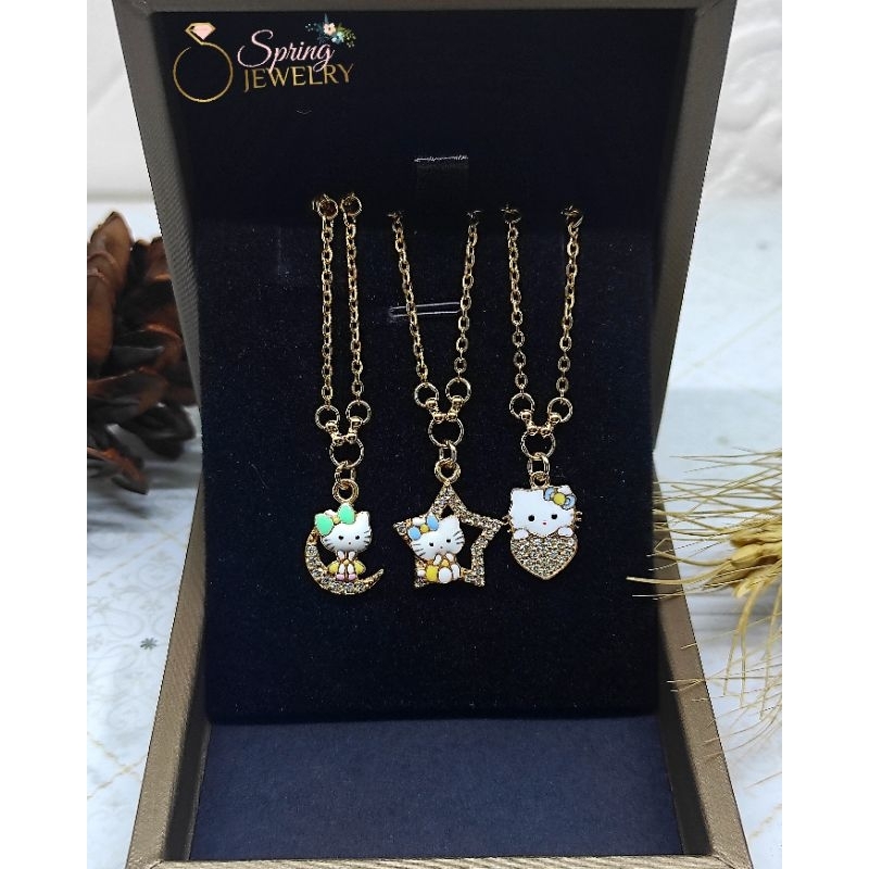 Kalung Perak Anak Koye Nori Hello Kitty Silver 925 Lapis Emas Kuning
