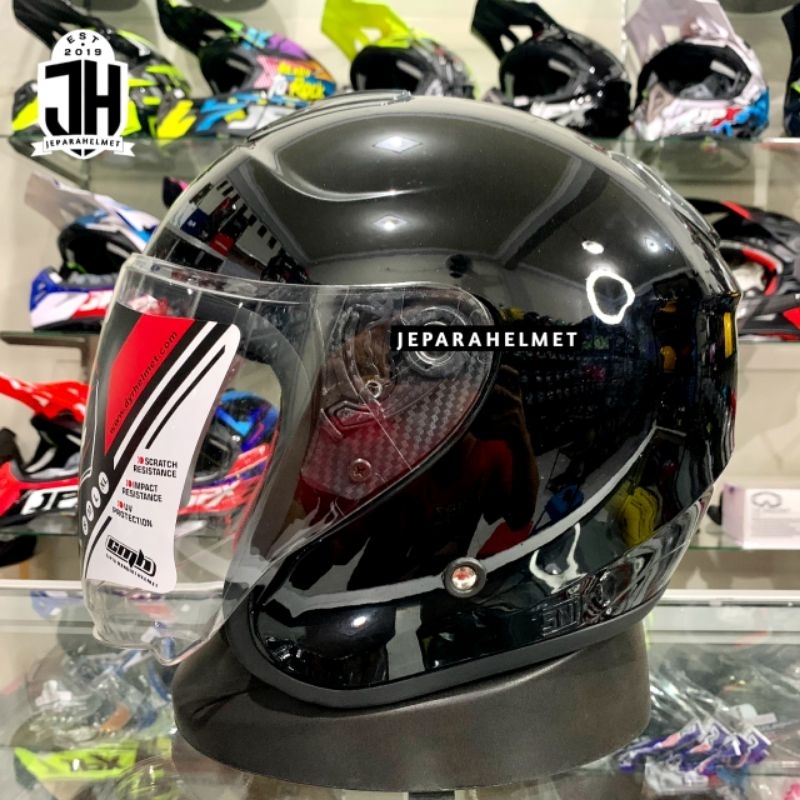 Helm Kyoto Merk DYR OSAKA Black Hitam Glossy Original | Helm Halfface DYR OSAKA Model Kyoto Premium 