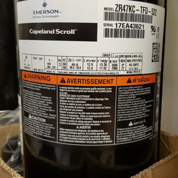 COMPRESSOR COPELAND ZR-47 / ZR47 / ZR 47 / ZR47KC-TFD-522 Berkualitas