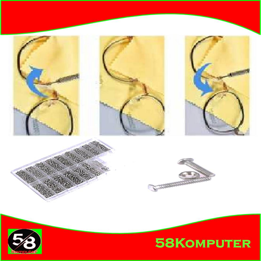 Baut Kacamata Set Mur Baut Sekrup Obeng Kacamata - Perlengkapan Reparasi Kacamata Mur Baut Lensa Kac