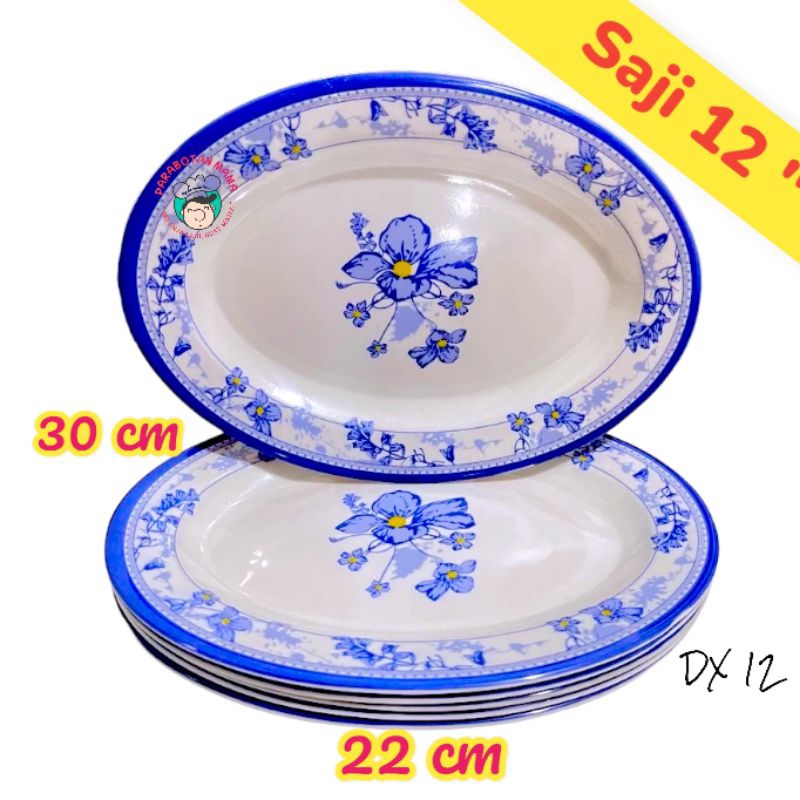 PIRING SAJI OVAL 12 INCH BESAR ASLI MELAMIN | PIRING HIDANGAN CANTIK MOTIF BUNGA ASLI MELAMIN PARABO