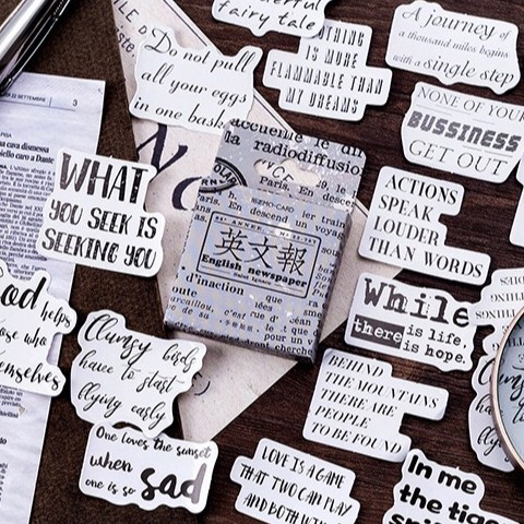 

Stiker Kertas Deco Journal Diary Sticker ENGLISH WORD isi 45pcs
