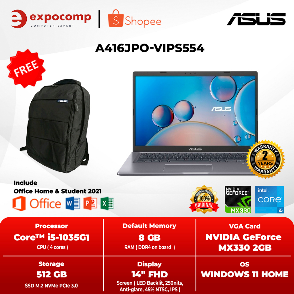 ASUS VivoBook A416JPO-VIPS554 GREY CORE i5-1035G1