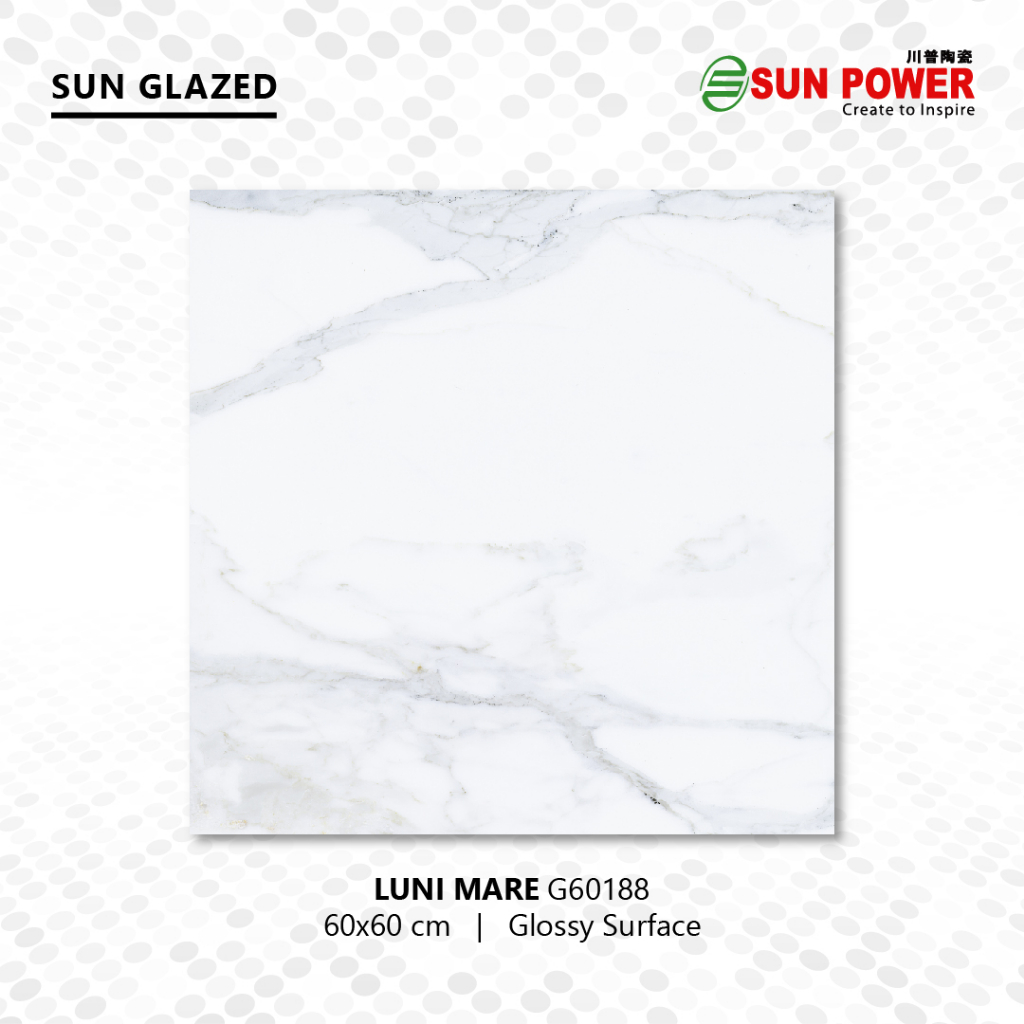 Keramik Lantai Body Putih Glossy - Luni Mare 60x60 | Sun Power