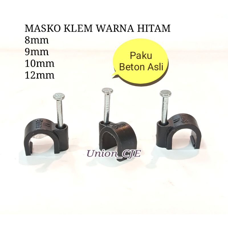 Klem Kabel Paku Beton Asli Masko warna Hitam