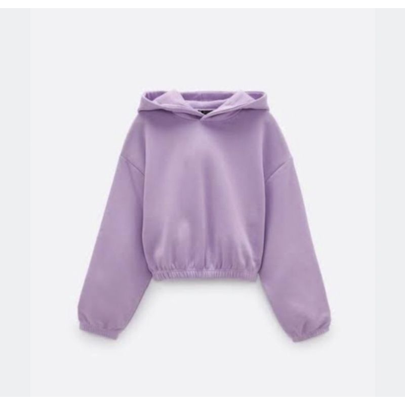 ZARA CROP HOODIE SWEATSHIRT IN PURPLE