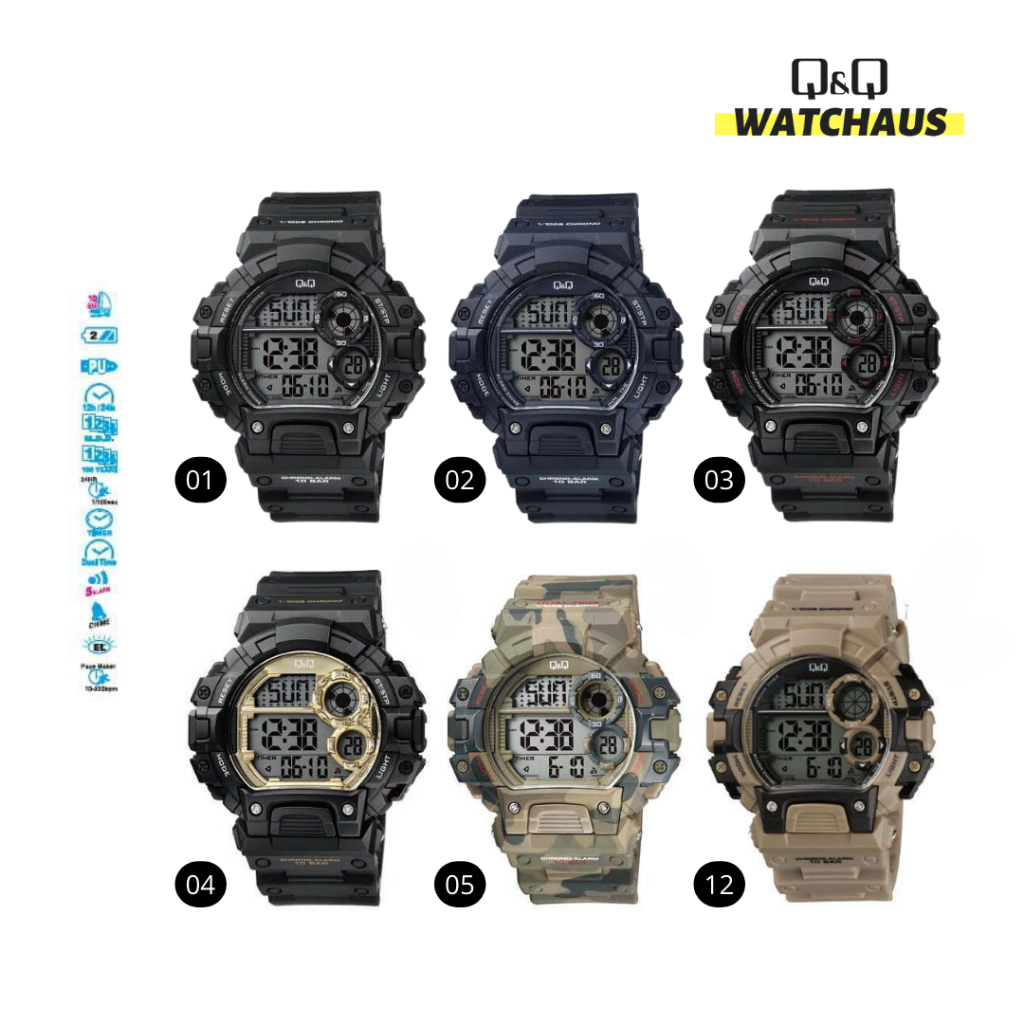 JAM TANGAN PRIA QQ QNQ Q&Q M144 M144J ORIGINAL JEPANG DIGITAL WATER RESISTANT RESIN STRAP