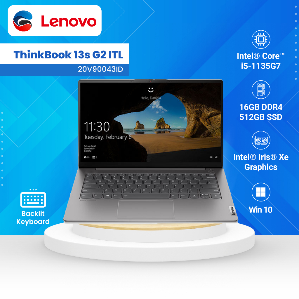 LENOVO Laptop ThinkBook 13s G2 / Intel Core i5-1135G7 / 16GB / 512GB WIN [20V90043ID]