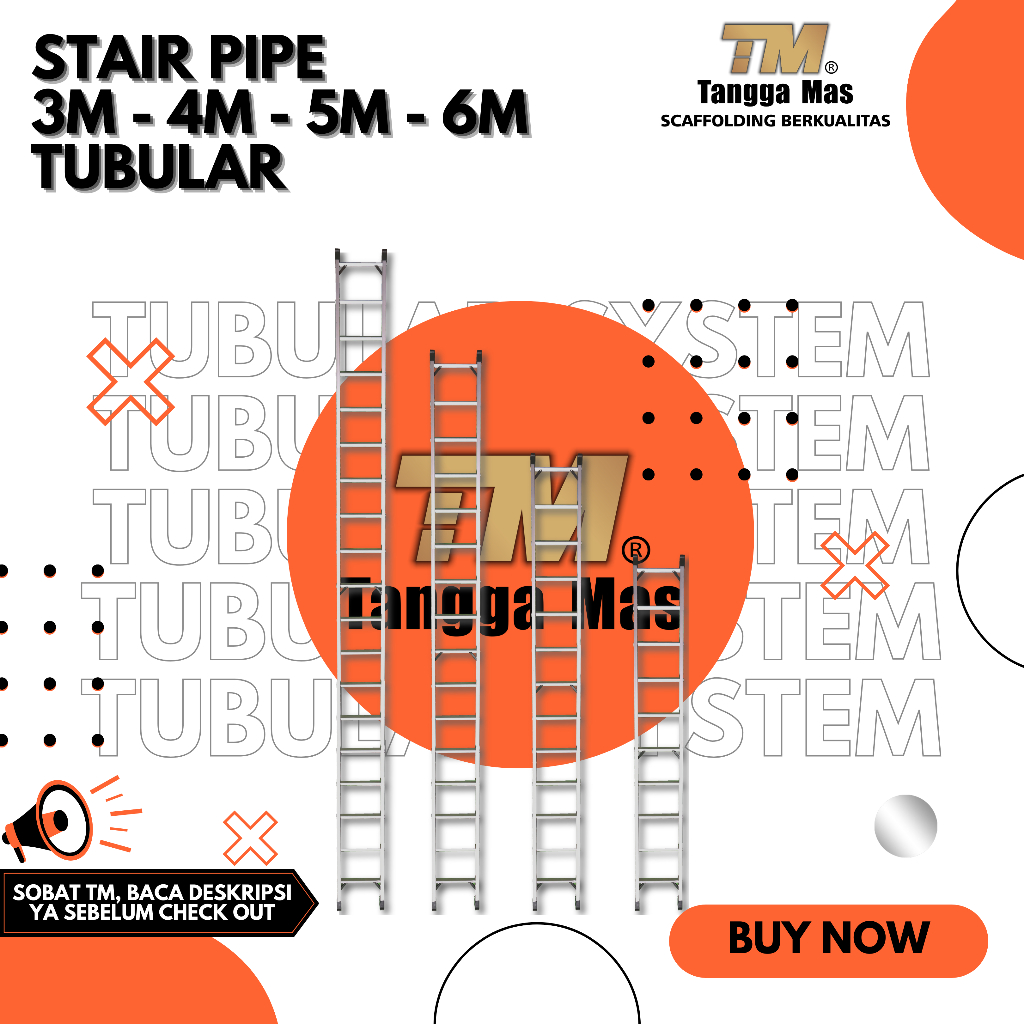 

ALUMUNIUM STAIR PIPE 3M, 4M, 5M, 6M UNTUK SCAFFOLDING TUBULAR SYSTEM / SCAFFOLDING JENIS PIPA