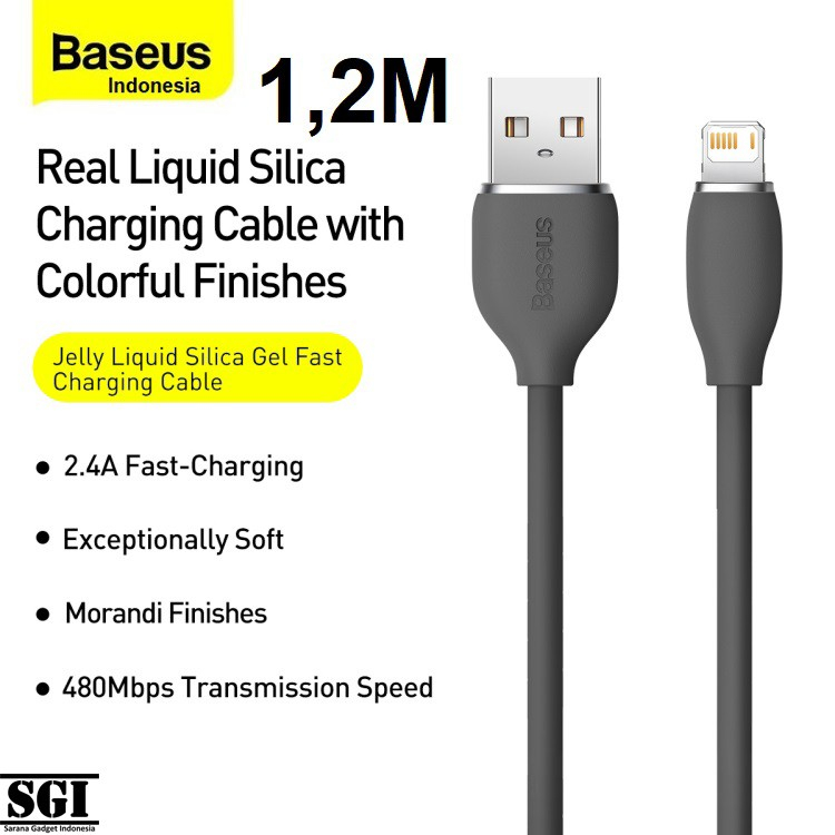 BASEUS Kabel Data Jelly Liquid Silica Gel USB to Lightning Fast Charging Iphone 5 5S 6 7 8 X XS XR M