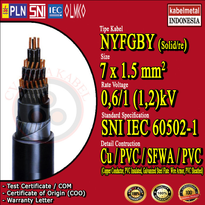 Kabel NYFGBY 7x1,5 mm2 METAL /7 x 1,5 mm2/7x1,5mm2/7x1,5 mm/7x1,5mm/7 x 1,5 mm