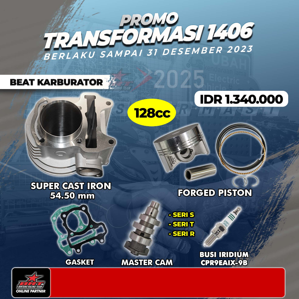 BRT PROMO 1406 - Paket Bore UP Beat Karbu - Blok Piston - Master Cam