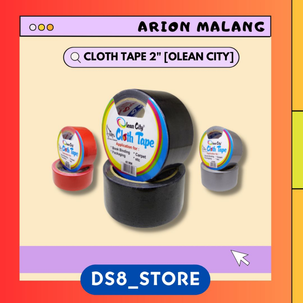 

ISOLASI LAKBAN / CLOTH TAPE 2 INCH HITAM [OLEAN CITY]