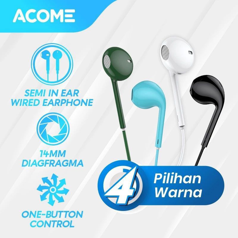 Headset Earphone ACOME AW01 Stereo Sound dengan Microphone