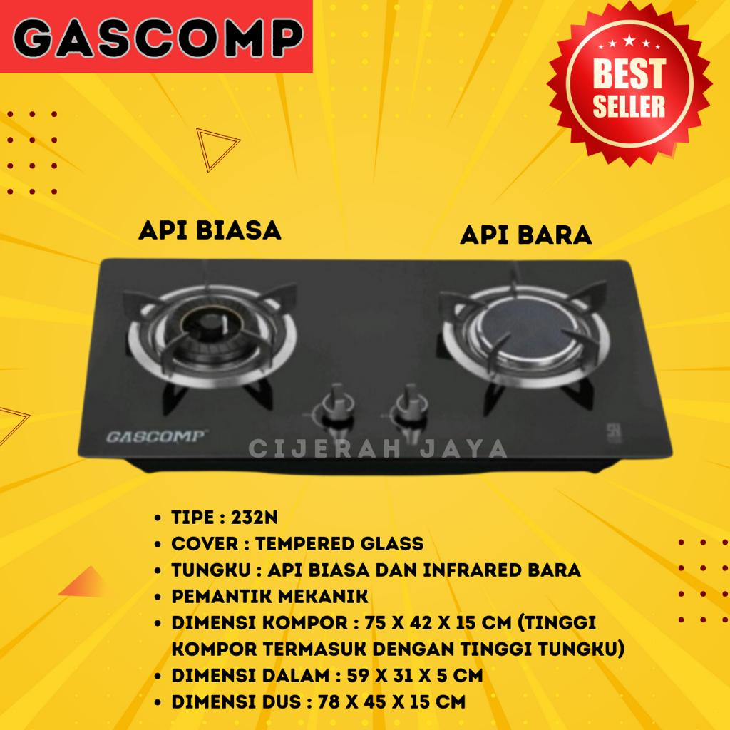 KOMPOR TANAM GASCOMP 2 TUNGKU 232 N 232N API + BARA KOMPOR KACA TANAM GASCOMP