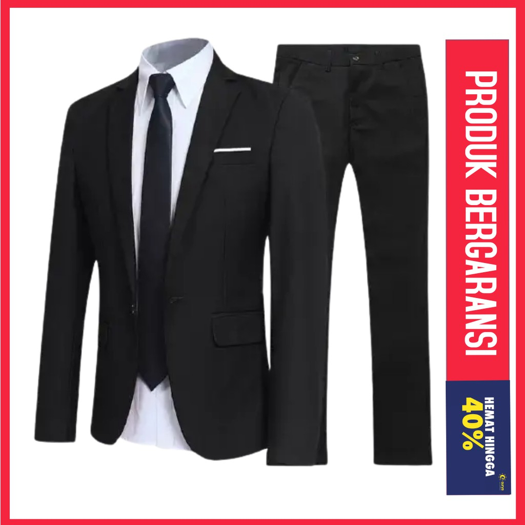 SETELAN JAS PRIA PREMIUM - JAS PRIA - JAS FORMAL - JAS FORMAL PRIA SETELAN- JAS PRIA HITAM