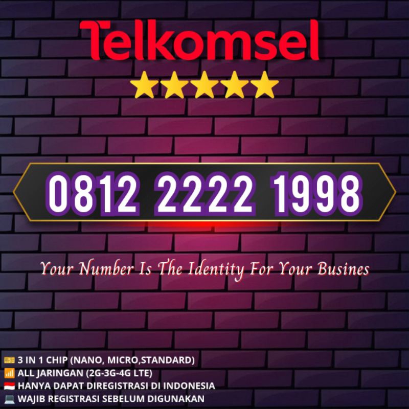 Nomor Cantik Simpati Seri Tahun Lahir 1998 Angka Rapi 0812 2222 1998