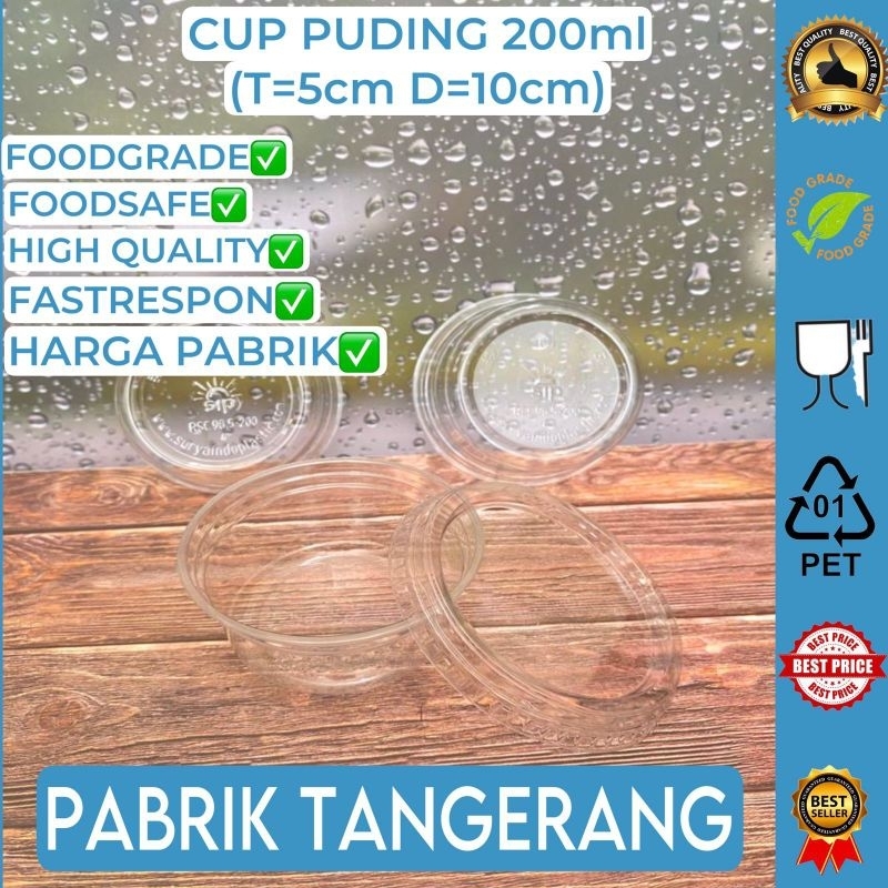 KELIPATAN PEMBELIAN 50 PCS CUP PUDING UK 200ML / CUP PUDING PUYO 200ML / CUP PUDING / CUP JELLY / PU