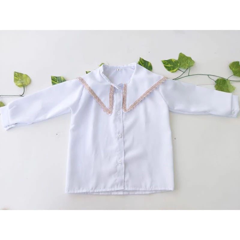 KEMEJA PUTIH ANAK PEREMPUAN 2-7 tahun/atasan anak perempuan putih/baju putih anak perempuan