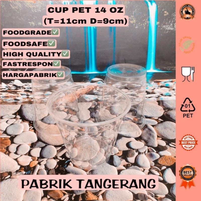 PEMBELIAN KELIPATAN 50 PCS CUP GELAS PET 14OZ TUTUP FLAT / CUP GELAS PET 14OZ / GELAS PET / CUP GELA