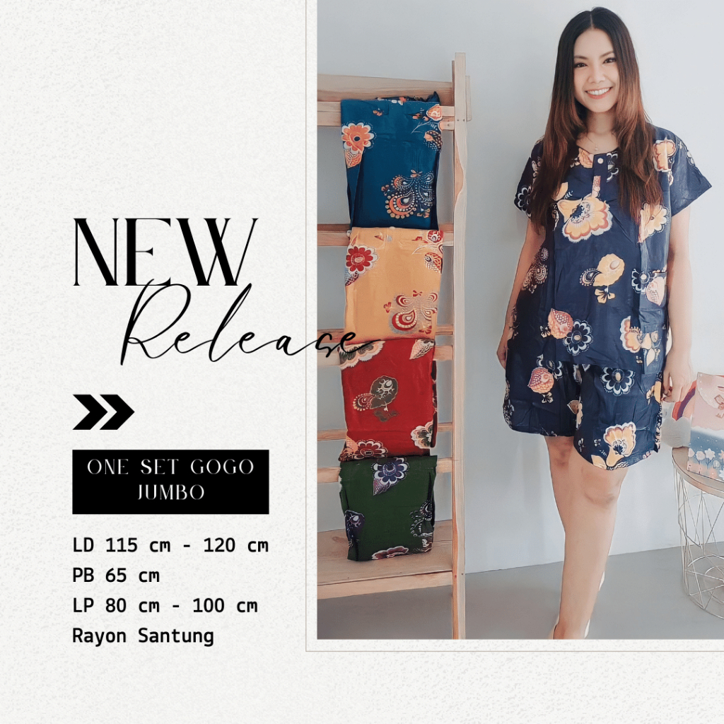 One set baju santai celana pendek | Baju santai jumbo | Baju jumbo busui friendly | Baju wanita Gogo