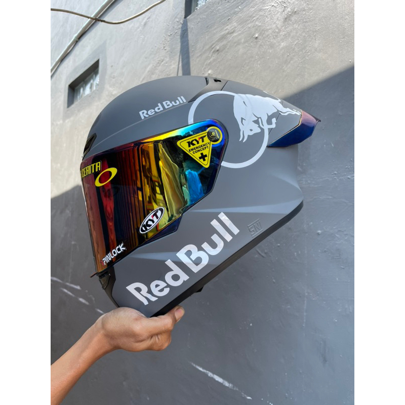 HELM KYT TT CORSE MOTIF RED BULL GANTENG/ TTC PAKET GANTENG / KYT TC DANA PELAJAR helm motor kyt ttc