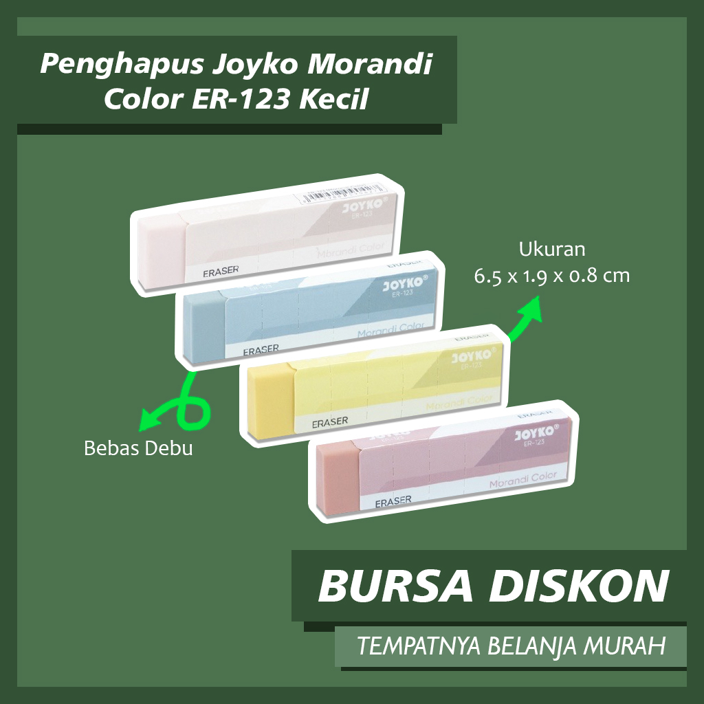 

Penghapus Joyko Morandi Color ER-123 Kecil Eraser Penghapus Karet Hapusan Stip Setip
