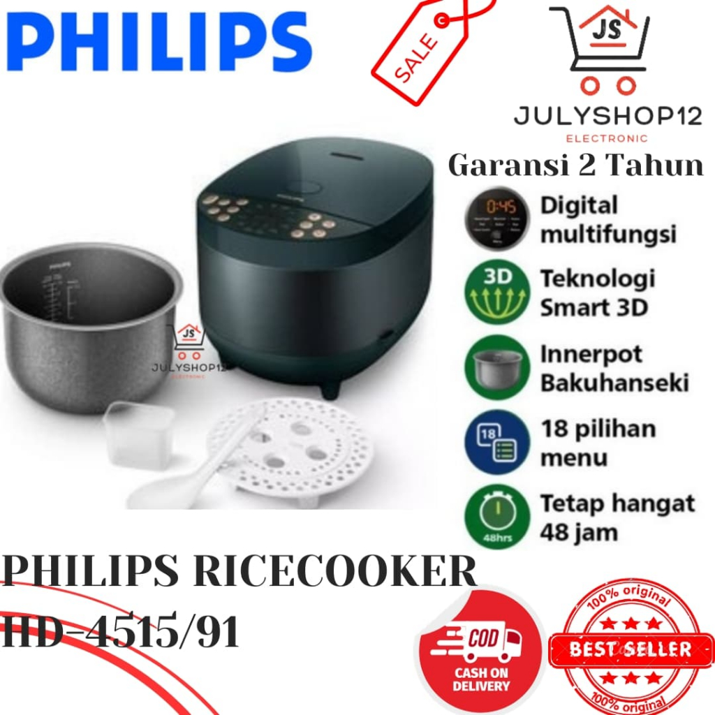 PHILIPS RICECOOKER DIGITAL TYPE HD-4515/91 GREEN 18MENU / PHILIPS HD4515 / RICECOOKER DIGITAL HD4515