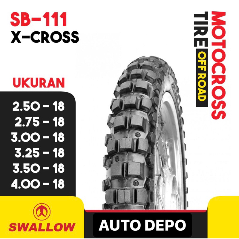 BAN LUAR MOTOR SWALLOW X-CROSS SB-111A RING 18 TUBETYPE TRAIL UK 250 275 300 350 400