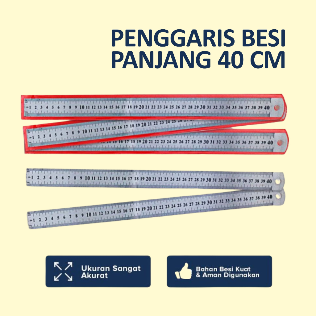 

Penggaris Panjang Besi 40 Centimeter Stainless Steel Ruler 16 Inchi Kuat - PBZ