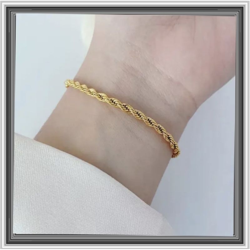 gelang tangan pria dan wanita Gelang tangan Model tambang Perhiasan Imitasi lapis emas