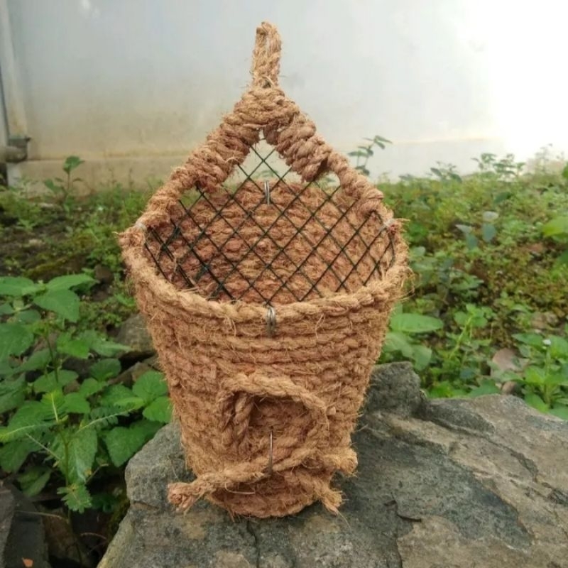 Pot bunga anggrek Tempel Dinding Sabut Kelapa