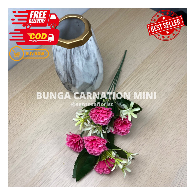 BUNGA CARNATION MINI CABANG 5/BUNGA CARNATION BUCKET /BUNGA ARTIFICIAL IMPORT