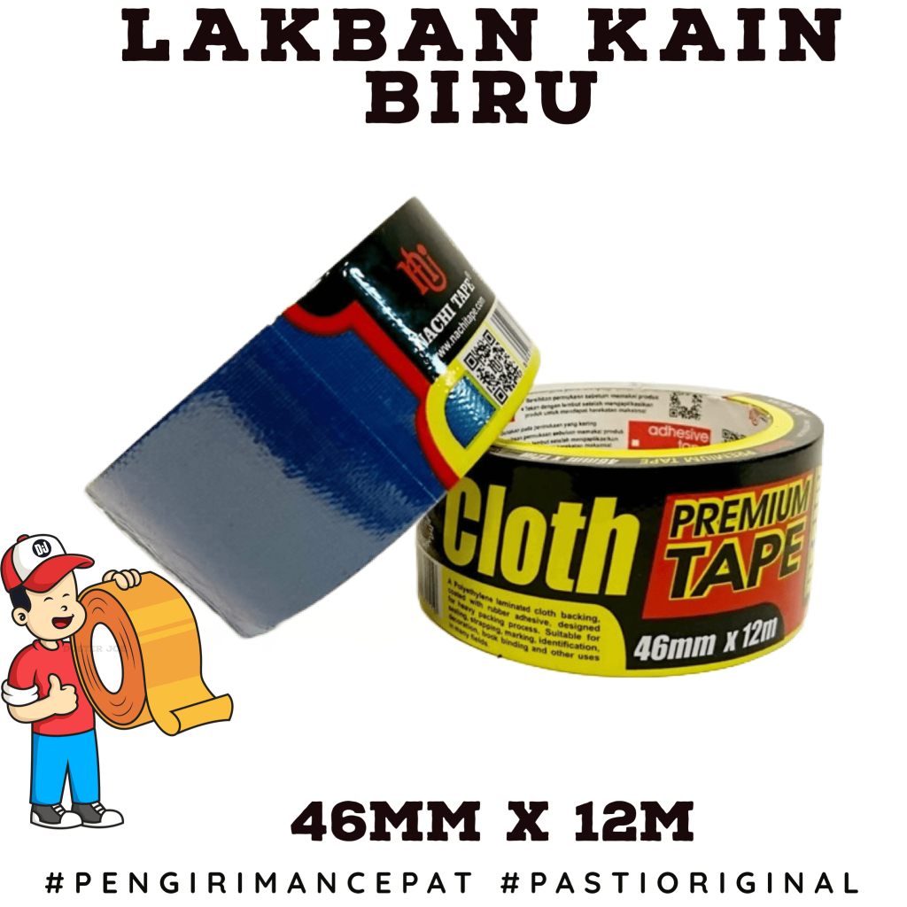 

Lakban Kain Biru Nachi 2 inch 46mm 12M / Cloth Tape PER 1 ROL