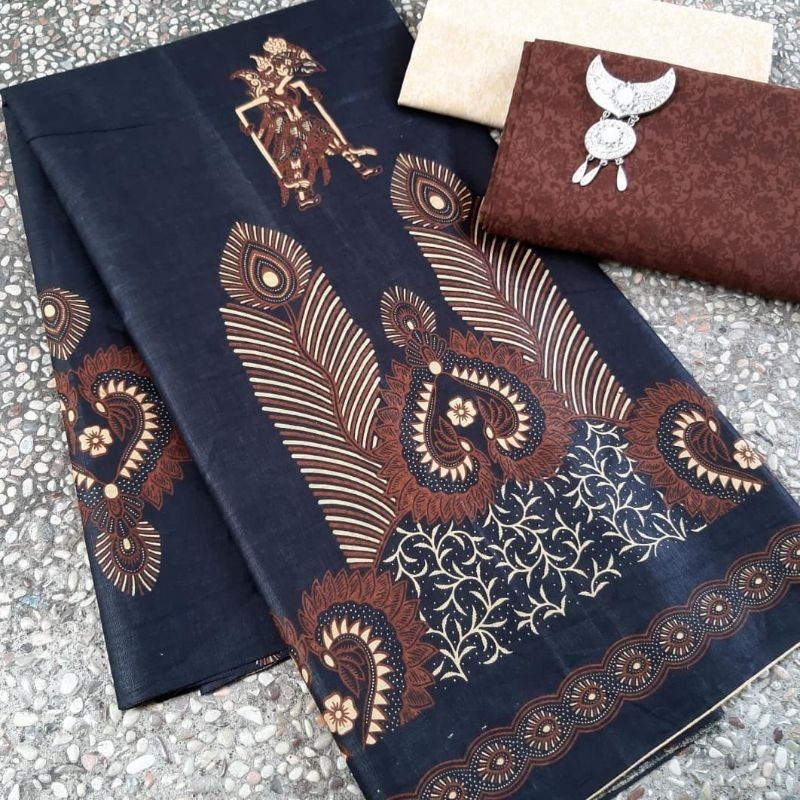 Kain Batik Jarik Kebaya Motif Wayang Kode 1433 Couple Katun Printing Sogan Lawasan Seragam Bridesmai